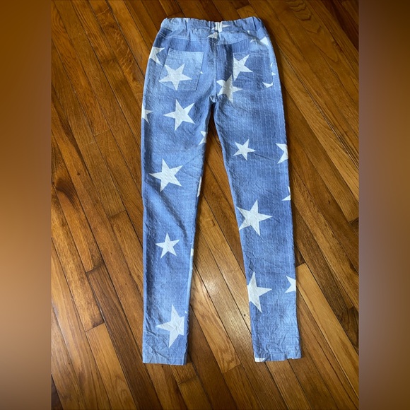 NWT Venti6 Italy Rare Blue White Stars Stripe Textured Skinny Thin Pants Size S - Picture 2 of 15